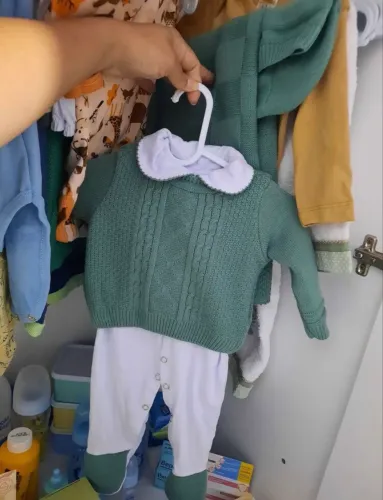 Saída Maternidade Tricô Verde