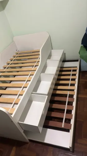 Cama Solteiro Com Gavetas e Cama Auxiliar de puxar