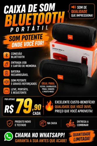 ? CAIXA DE SOM BLUETOOTH PORTÁTIL - NOVA! ?