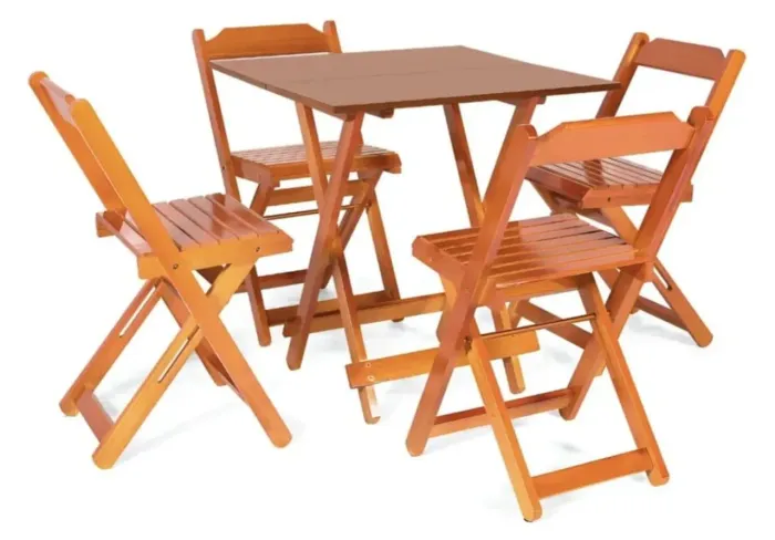 Conjuntos de mesa dobrável bistro 70x70 com 4 cadeiras