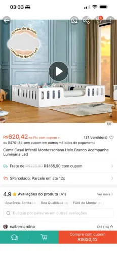 Cama casal montessoriana