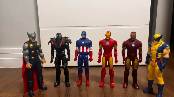 Coleção 6 Bonecos Marvel Titan Hero 30cm - Thor, Wolverine, Cap, Iron Man e War Machine