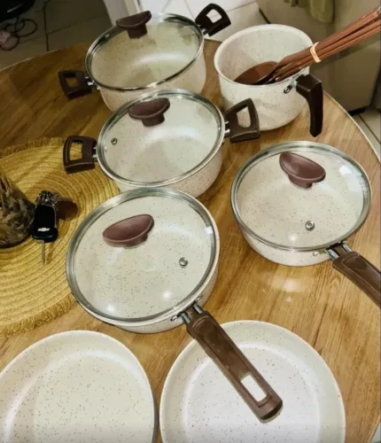 Jogo de Panelas 10 Pçs Teflon Antiaderente Completo