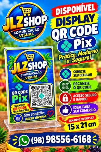 DISPLAY QR CODE PIX 16X21CM COM SUA LOGO MARCA