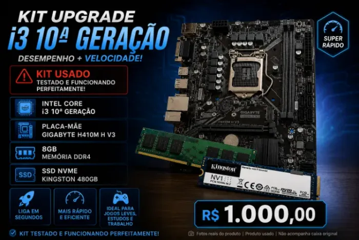 KIT UPGRADE INTEL i3 10a GERAÇÃO USADO 