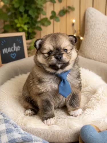 Spitz alemão laranja com PEDIGREE, microchip, plano de saúde, vacinas, vermífugo