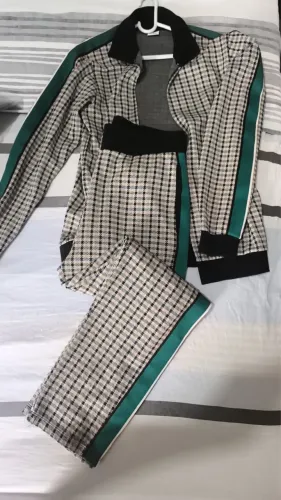 Conjunto Zara Original Xadrez Houndstooth Com Faixa Verde - Tam M