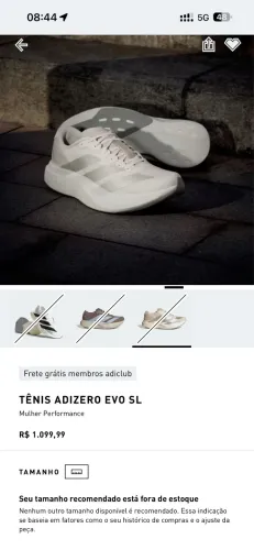 Vende-se Tênis EVO SL - Adidas (usado apenas uma vez)