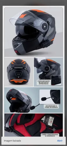 Capacete no risk com fone e lente sol