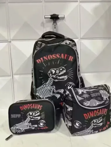 KIT MOCHILA ESCOLAR JUVENIL 3 PEÇAS 