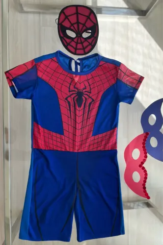 Fantasia infantil completa Homem Aranha com máscara TAM GG (7-8 anos)