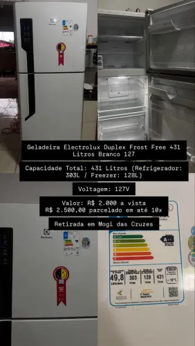 Geladeira Electrolux duplex Frost Free 431 litros branco 127