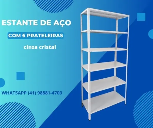Estante de aço 6 prateleiras cinza cristal