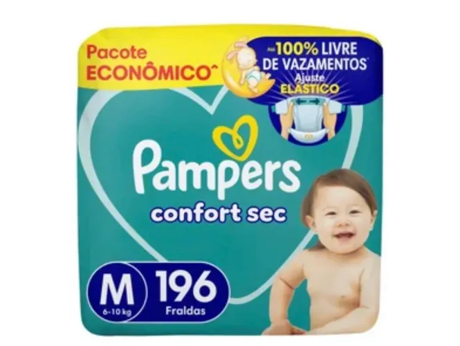 Fralda Pampers Tamanho M pacote com 196 unidades