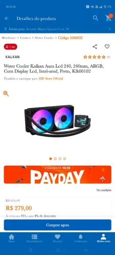 Walter cooler 240mm KALKAN tela LCD, 1 mês de uso .