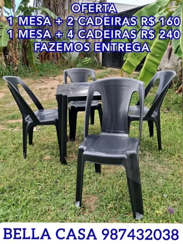 MESA MAIS CADEIRA DE PLASTICO GJ ENTREGA DJ RAPIDA