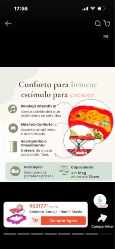 Andador Andaja Infantil Musical Para Bebê Com Regulagem de altura Rosa - Tutti Baby