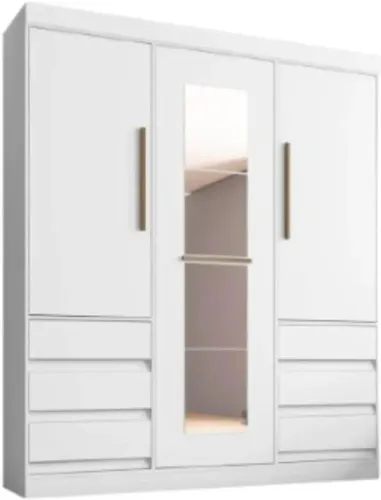 Guarda-roupa Casal com Espelho 3 Portas 6 Gavetas Araplac