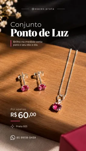 Conjunto Ponto de Luz Prata 925