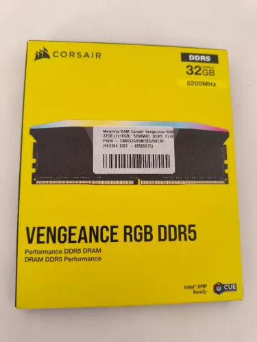 (Nova) Kit Memória RAM DDR5 Corsair RGB 16GB 1x16GB 5200MHZ Cl40 com Nota e Garantia 
