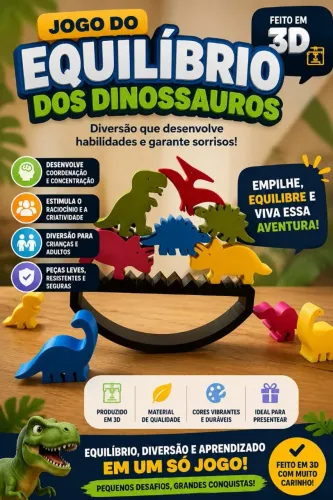 Jogo do equilíbrio dinossauros 3D