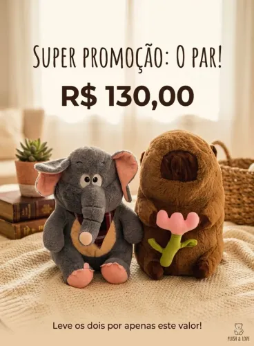 Pelucia Elefante e Capivara