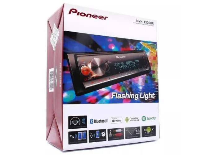 Auto radio Pioneer MVH X3000BR Bluetooth USB Aux Mixtrax RCA Novo 1 ano de garantia
