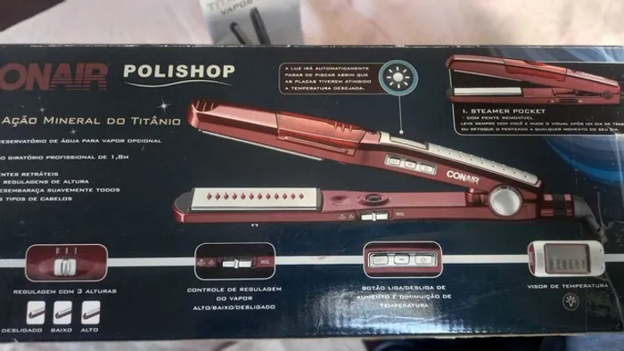 Chapinha de cabelo Conair I.Steamer Titanium vermelha 110V/220V<br><br>