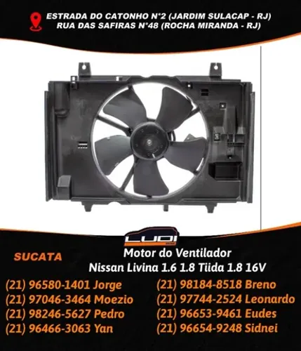 Motor do Ventilador Nissan Livina 1.6 1.8 Tiida 1.8 16V