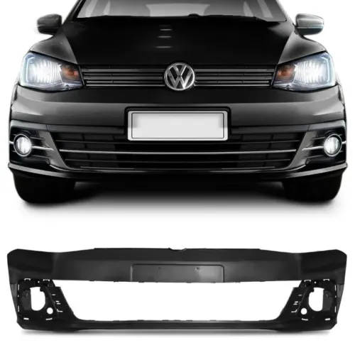 Parachoque Volkswagen Gol G7 2017 / 2018 - Furo Farol Auxiliar - Preto Liso - Loma Plast