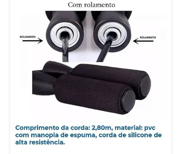 Corda De Pular Profissional em Borracha Jump ginástica com rolamento