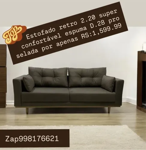 Sofa retro 2.20 super confortável espuma D.28 pro selada 