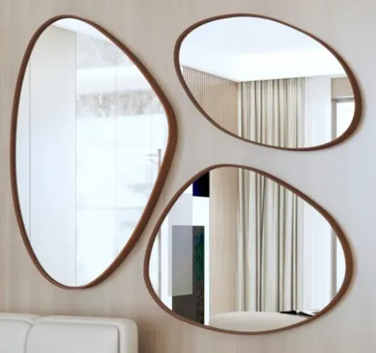 Espelho Orgânico Decorativo  - conjunto de 3 peças ns43