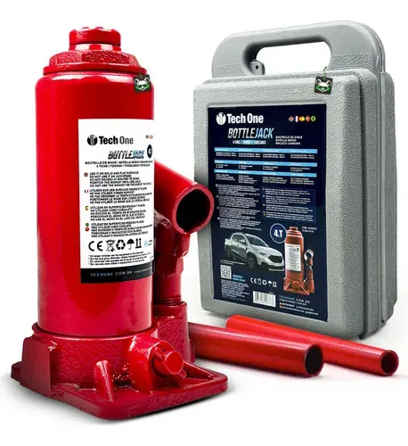 Macaco Hidráulico Garrafa 4t Portátil Tech One 4 Toneladas Vermelho