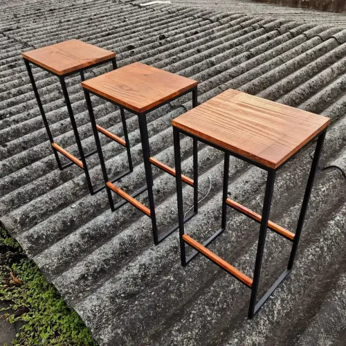 1UND. Promo | 70x35 Banqueta Industrial banco cadeira madeira ferro