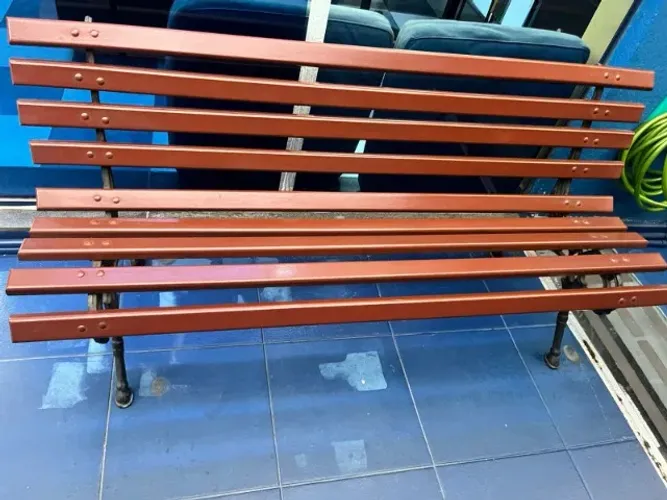 Conjunto de 2 Bancos Jardim Praça Pé Ferro - 3 lugares cada banco