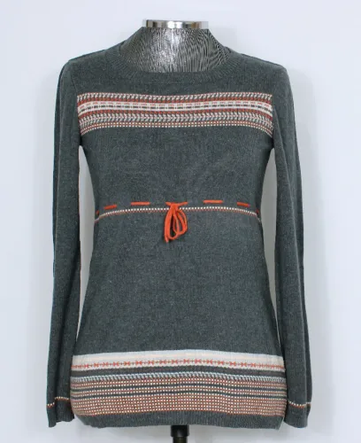 Blusa feminina tricot modal azul marinho estampado - Veste P - Ref. 4011