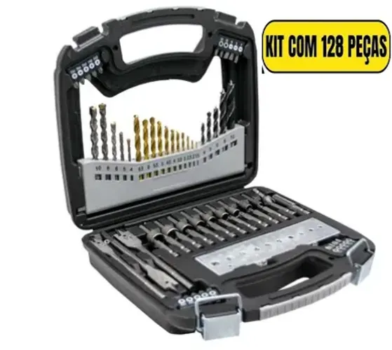 Kit De Ferramentas Brocas Bits Soquetes Buchas para Furadeira 128 Peças Profisional z1072 