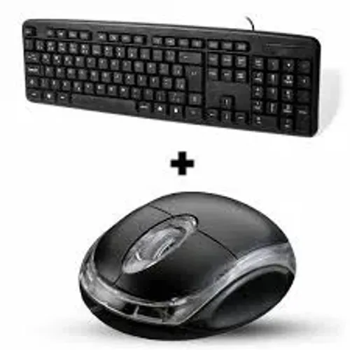 Kit Teclado E Mouse Com Fio Simples Home Office Escritório