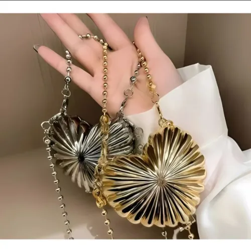 Mini Bag Metálica Mini Bolsas Coração dia das mães bolsa feminina