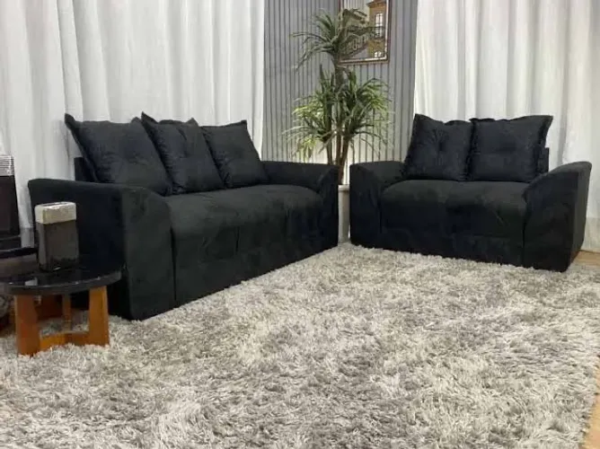 Conjunto de sofá Porto 3 e 2 lugares em tecido suede ENTREGA EM ATÉ 24 HORAS !!!