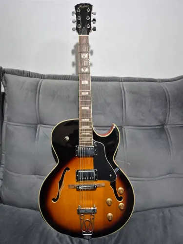 Guitarra Hofma Semi Acústica com Captador Gibson 490R no Braço 