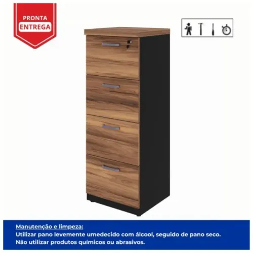 Arquivo para Pastas Suspensas 4 Gavetas Madeira Nogal Sevilha Preto Design Compacto 21410