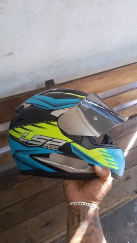Capacete LS2 Azul e Amarelo