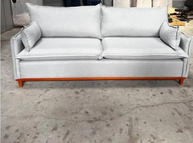 SOFÁ FIXO EM LINHO 2,20 MT ( BEGE OU CINZA ) PRONTA ENTREGA