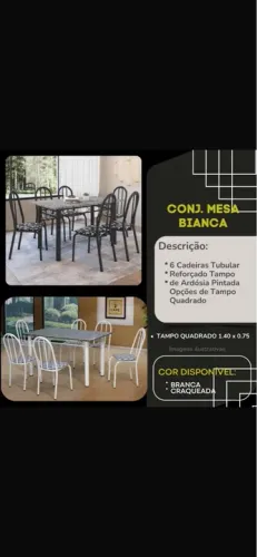 Mesa de Jantar 6 Cadeiras - tampo de ardósia