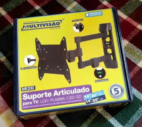 Suporte Tri-articulado para Tvs de tela plana com organizador de cabos.
