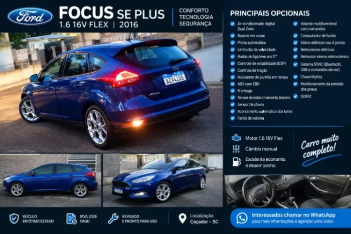 Ford Focus 1.6 S/se/se Plus Flex 8v/16v 5P 2016