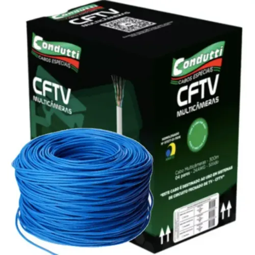 CABO CFTV MULTICÂMERAS 4 PARES 24AWG SÓLIDO AZUL POR METRO - CONDUTTI