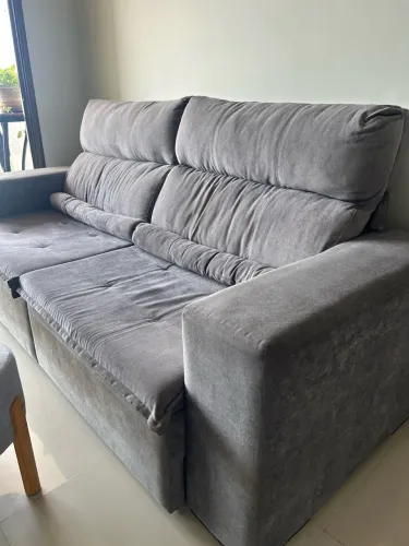 Sofá Retrátil e Reclinável Cinza 2.30m x 90cm